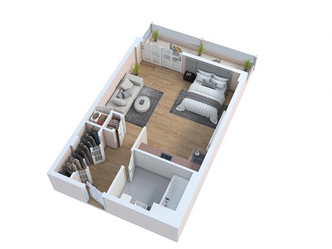 studio floor plan at The Riverview (55+), Sacramento California